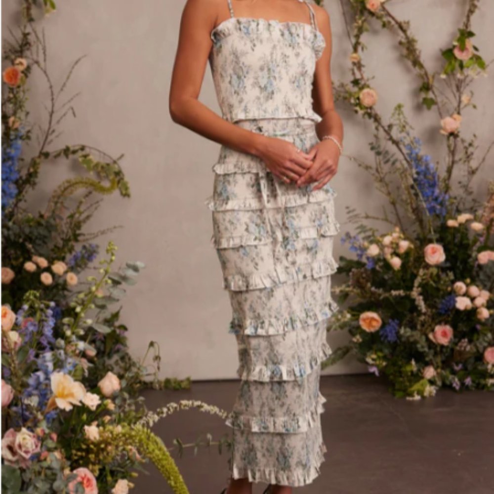 V Chapman Lily Dress Blue Bouquet Size 4